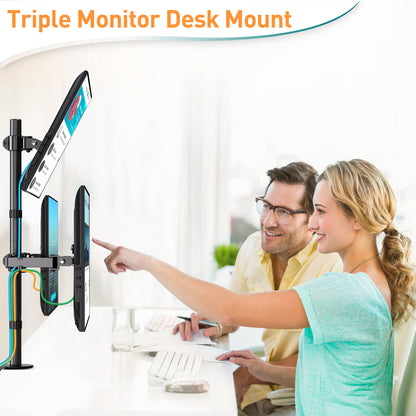 ELIVED Vertical Triple Monitor Arm Desk Mount for Most 17-32 Inch Screens
