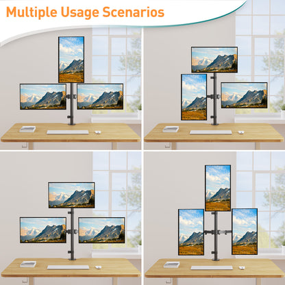 ELIVED Vertical Triple Monitor Arm Desk Mount for Most 17-32 Inch Screens