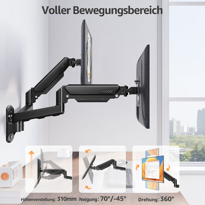 ELIVED Monitor Wandhalterung 2 Monitore für Max. 32" Monitor bis zu 9kg