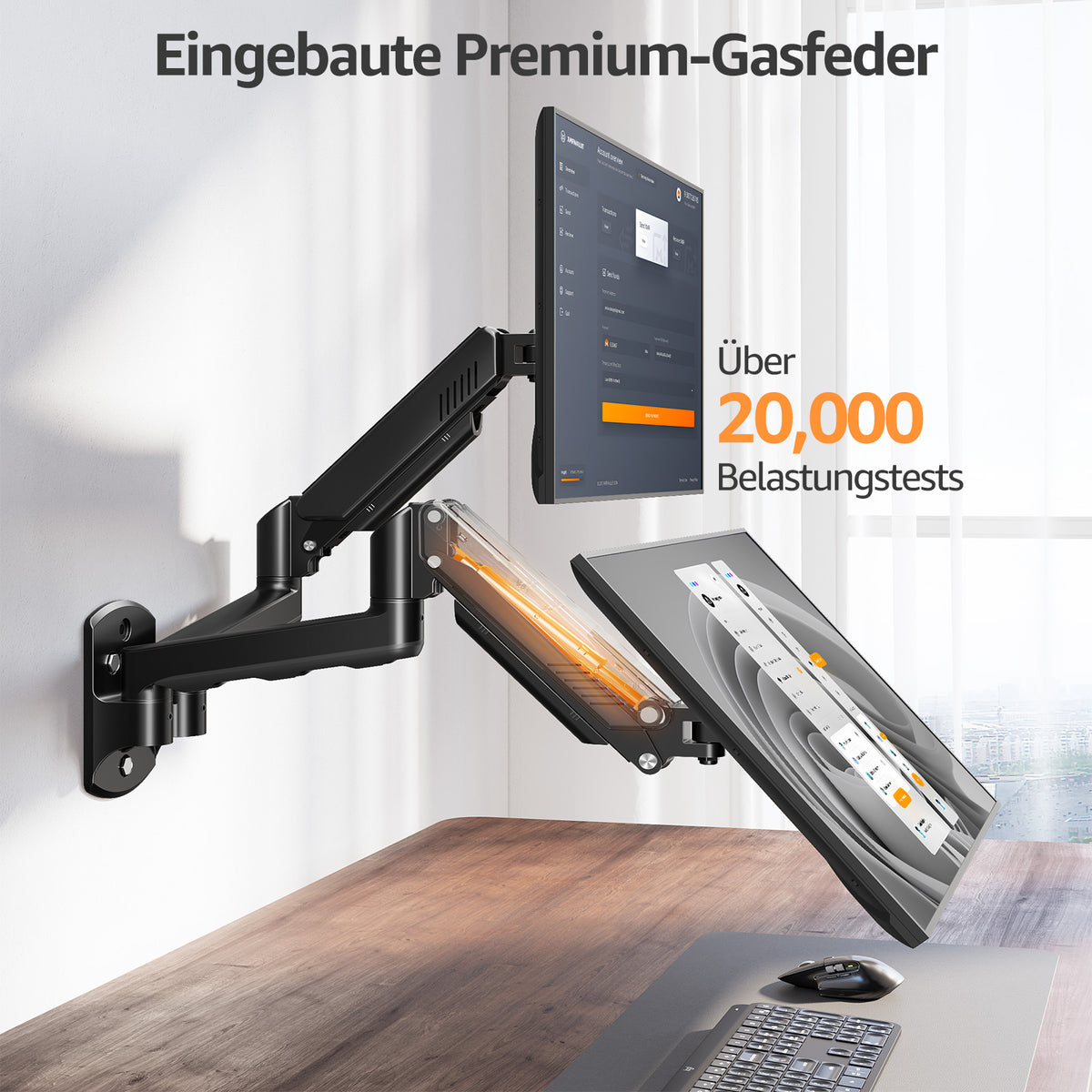 ELIVED Monitor Wandhalterung 2 Monitore für Max. 32" Monitor bis zu 9kg