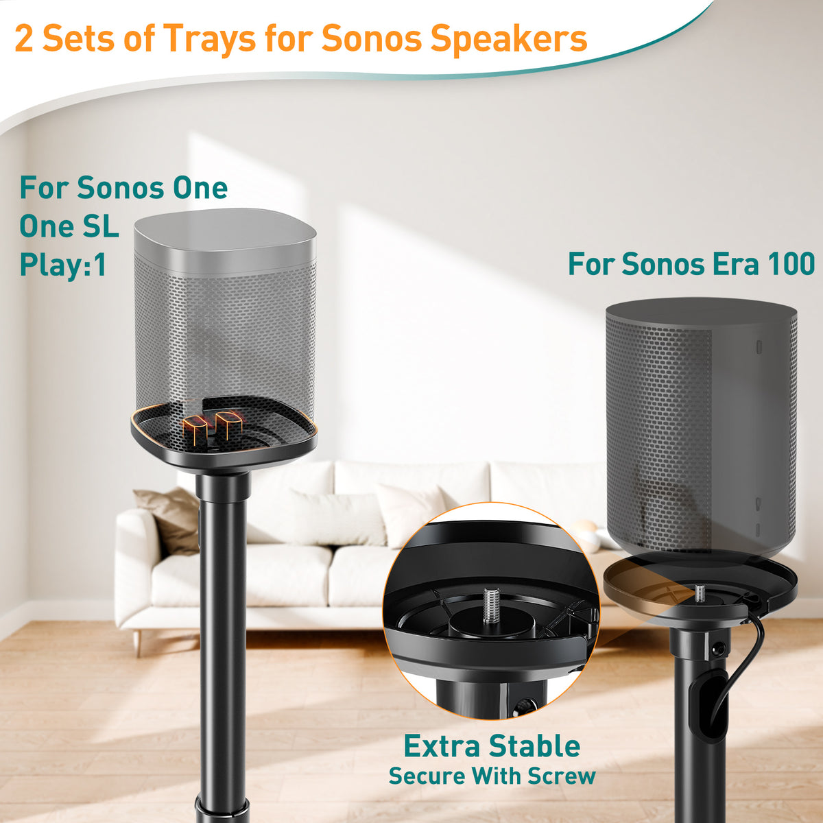 ELIVED Speaker Stands Pair for Sonos ERA100, Sonos One, One SL, Play:1