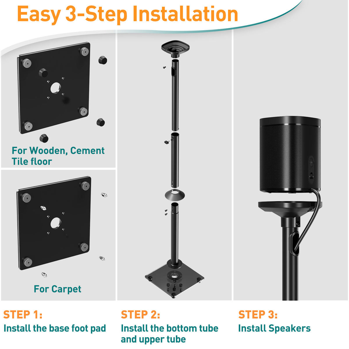 ELIVED Speaker Stands Pair for Sonos ERA100, Sonos One, One SL, Play:1