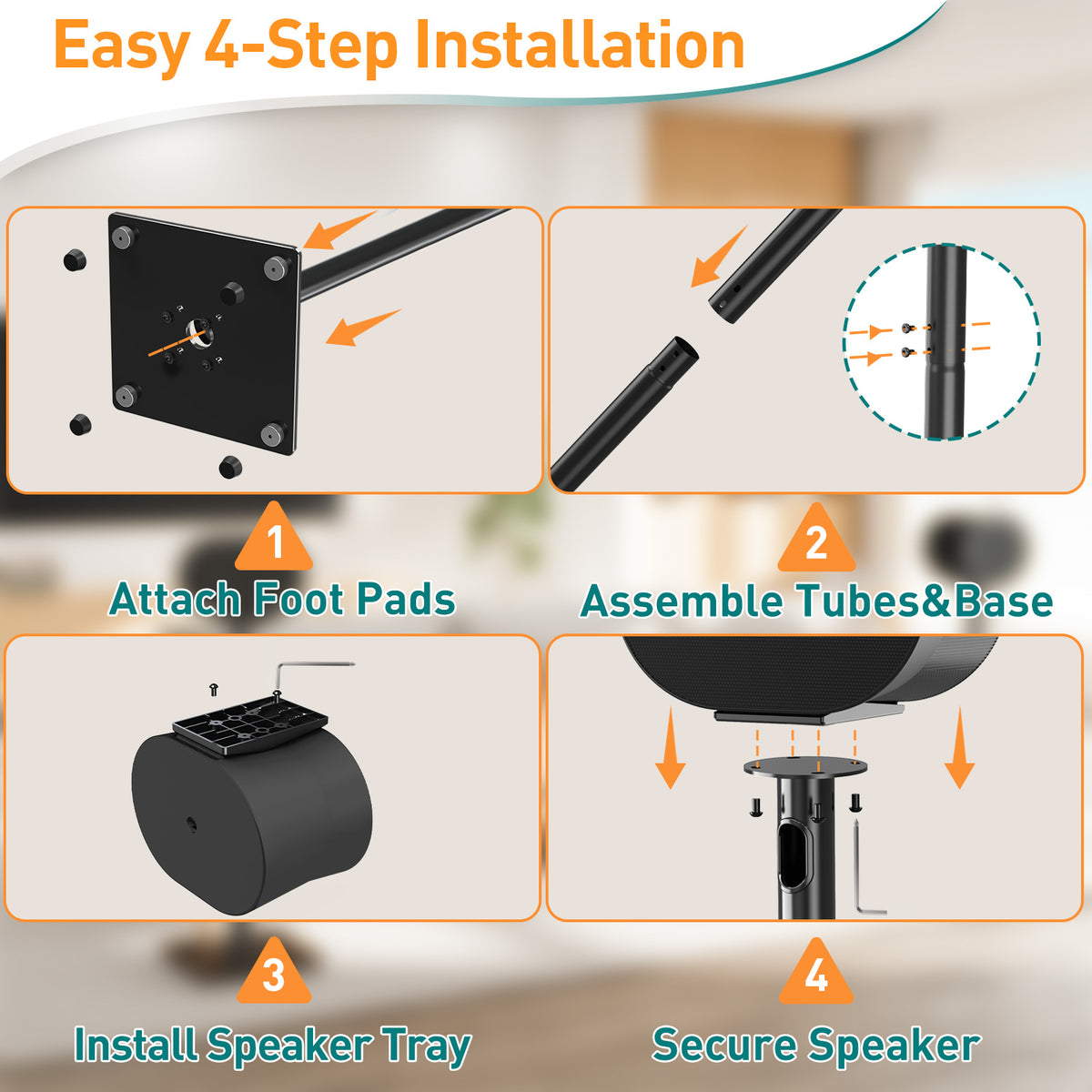 ELIVED Floor Speaker Stands for Sonos Era 300, Each Hold Up to 5KG, 1 Pair