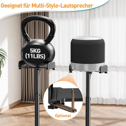 ELIVED Universal Lautsprecherständer höhenverstellbar, Boxenständer mit ausziehbare Auflagenplatte und interner Kabelkanal für Regallautsprecher, 5kg Tragkraf, 1 Paar EV5028