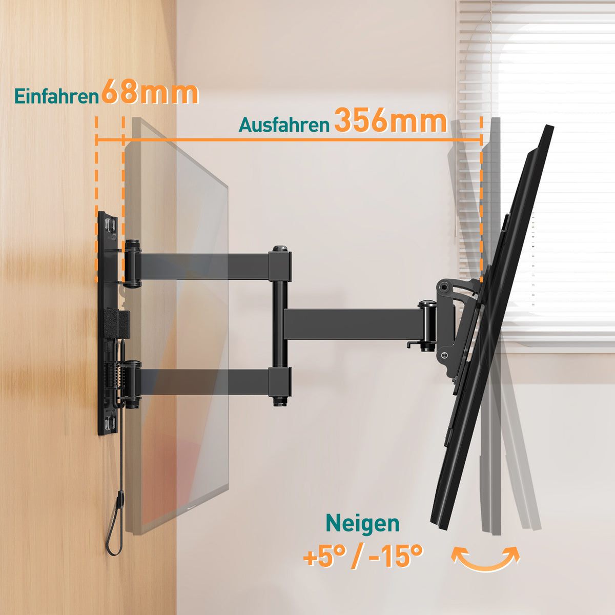 ELIVED RV TV-Halterung für Wohnmobile, Wohnwagen Arretierbare TV Halterung für die meisten 13-43 Zoll TVs, schwenk- und neigbar für Wohnwagen, Wohnmobile, LKWs. max VESA 200x200mm bis zu 15 KG