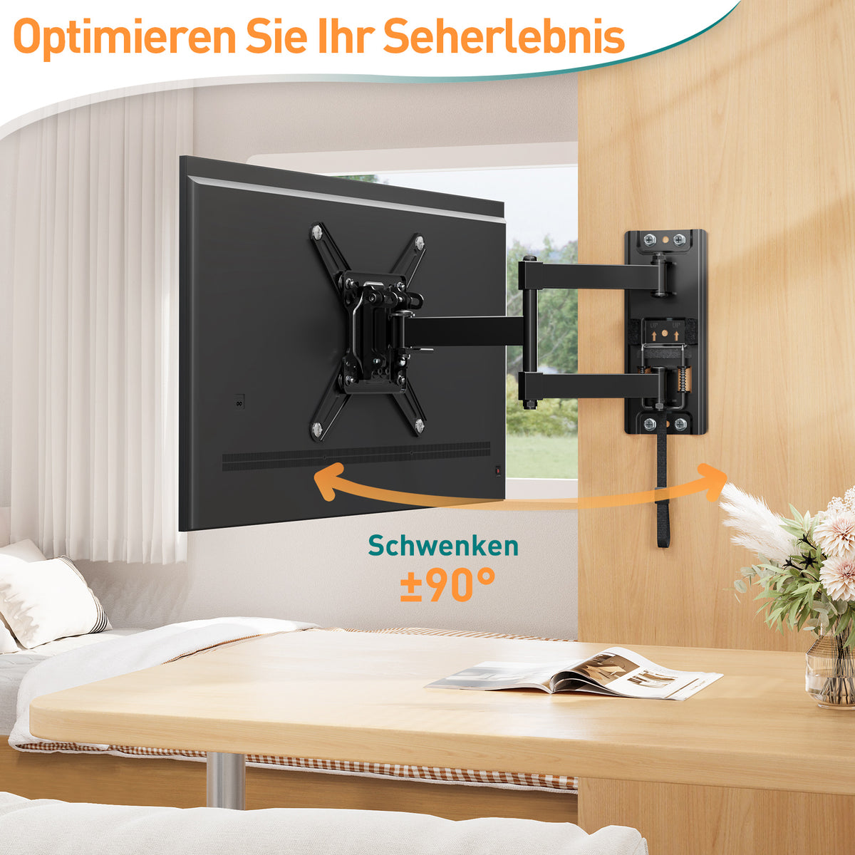 ELIVED RV TV-Halterung für Wohnmobile, Wohnwagen Arretierbare TV Halterung für die meisten 13-43 Zoll TVs, schwenk- und neigbar für Wohnwagen, Wohnmobile, LKWs. max VESA 200x200mm bis zu 15 KG