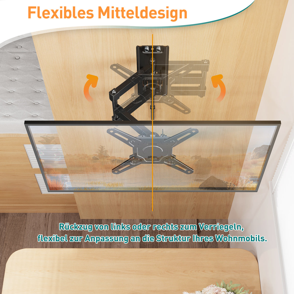 ELIVED RV TV-Halterung für Wohnmobile, Wohnwagen Arretierbare TV Halterung für die meisten 13-43 Zoll TVs, schwenk- und neigbar für Wohnwagen, Wohnmobile, LKWs. max VESA 200x200mm bis zu 15 KG