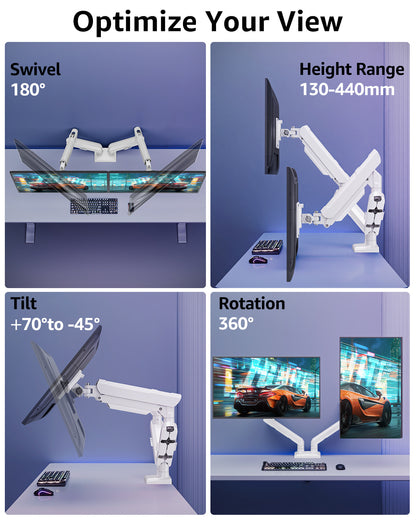ELIVED Dual Gaming Monitor Arm Arm for 13-32 inch Screen, Freelift Pro