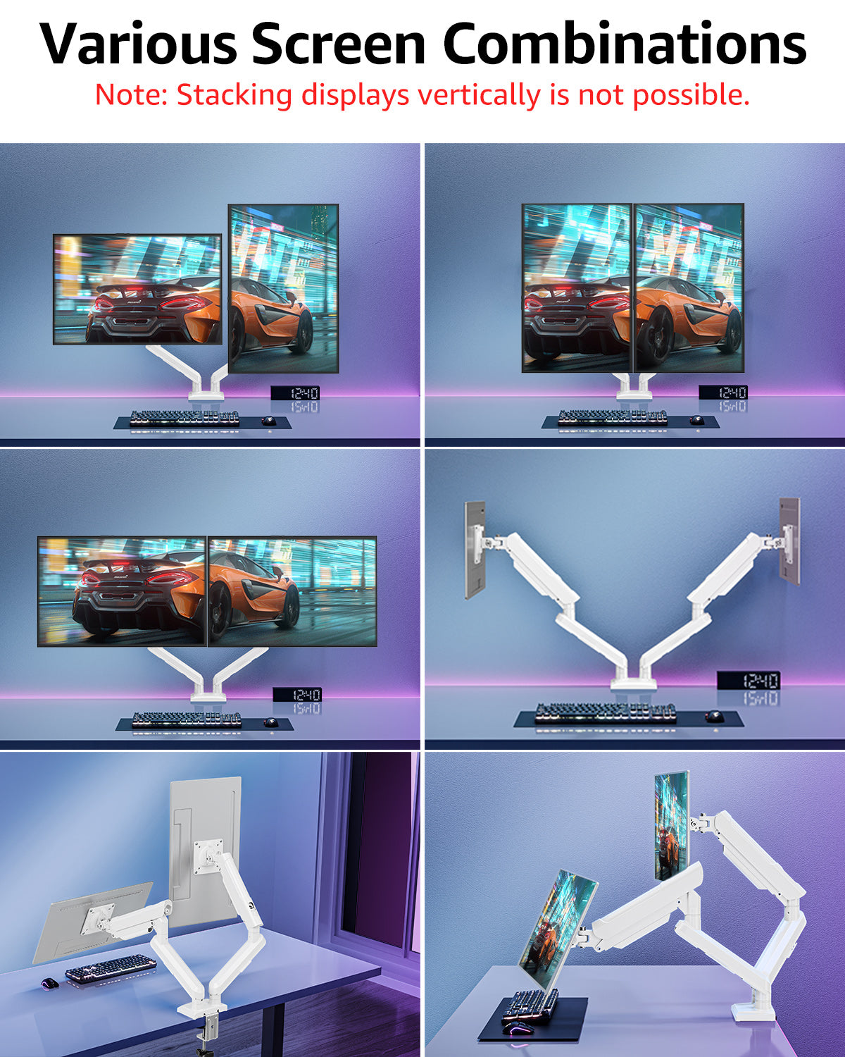 ELIVED Dual Gaming Monitor Arm Arm for 13-32 inch Screen, Freelift Pro