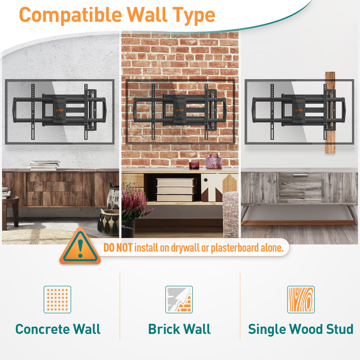 ELIVED TV Wall bracket with 962mm Long Reach for Most 42-75 Inch TVs