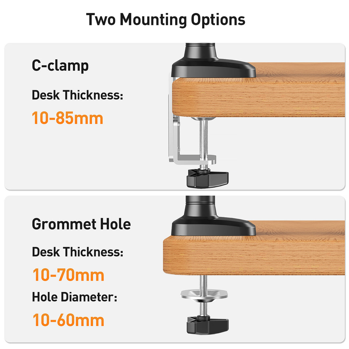 ELIVED Dual Monitor Gas Spring Arm for 13-34 inch Screens, up to 12kg