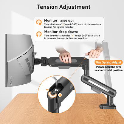 ELIVED Dual Monitor Gas Spring Arm for 13-34 inch Screens, up to 12kg