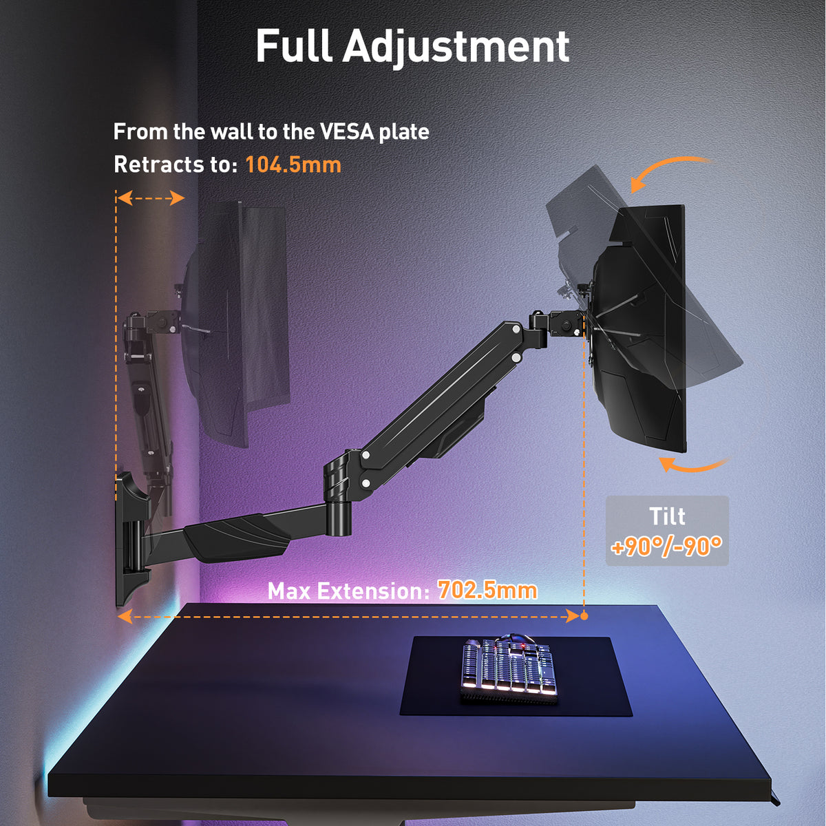 ELIVED Ultrawide Monitor Wall Mount for 17-43 Inch Screens, Hold up to 15kg