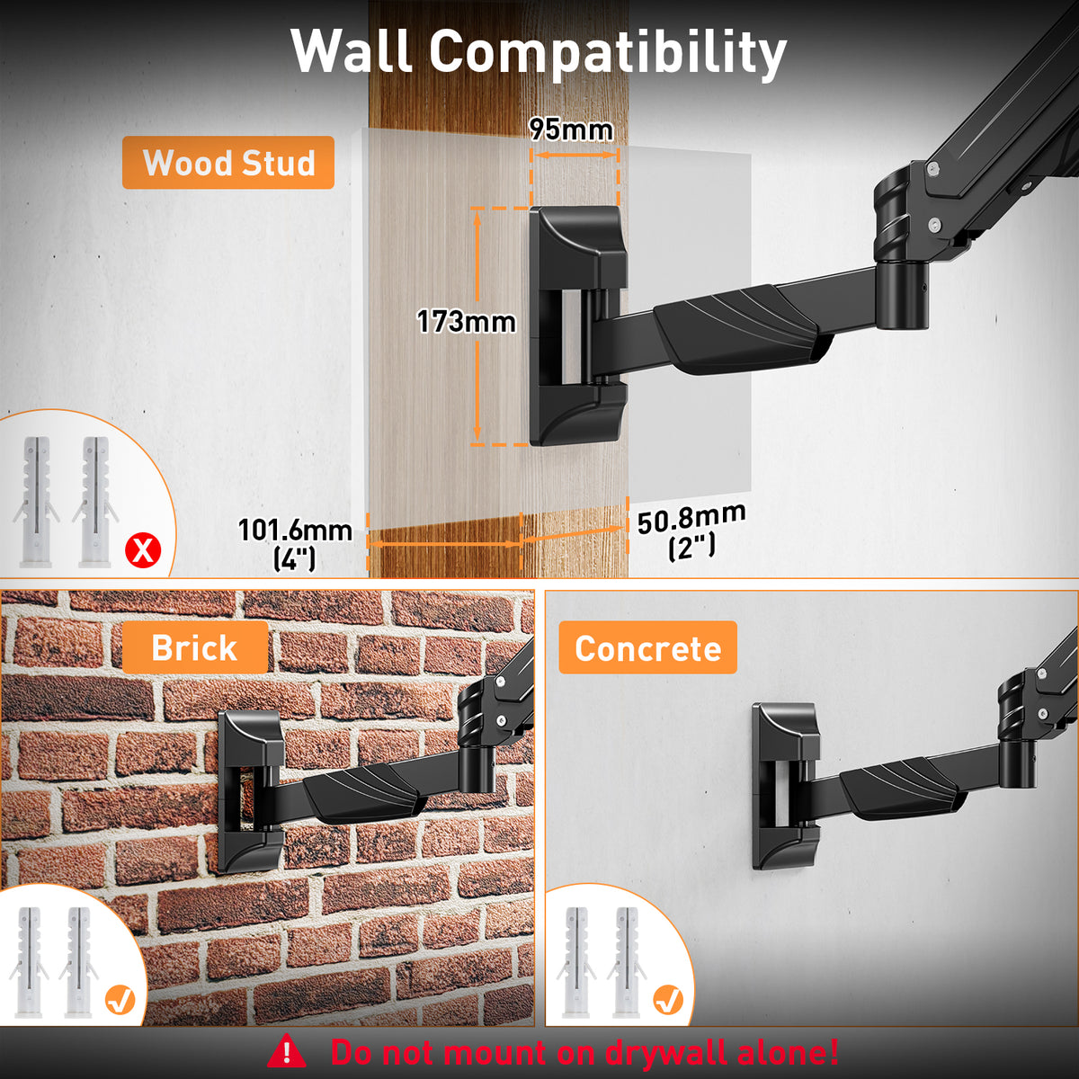 ELIVED Ultrawide Monitor Wall Mount for 17-43 Inch Screens, Hold up to 15kg