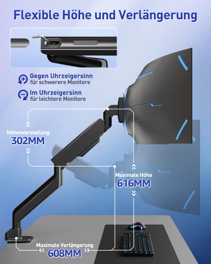 ELIVED Monitor Halterung für 17-57 Zoll Ultrawide Bildschirme bis zu 30KG