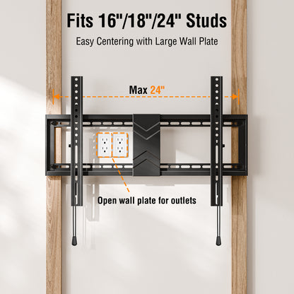 HOMOUNT TV Wall Mount, Tilting TV Mount Bracket for Most 37"-84" TVs with Level Adjustment, Fit 16" 18" 24" Wood Studs, Wall Mount Bracket Max VESA 600x400mm, up to 99 Lbs