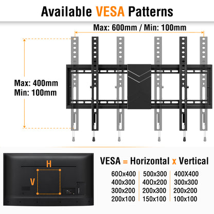HOMOUNT TV Wall Mount, Tilting TV Mount Bracket for Most 37"-84" TVs with Level Adjustment, Fit 16" 18" 24" Wood Studs, Wall Mount Bracket Max VESA 600x400mm, up to 99 Lbs