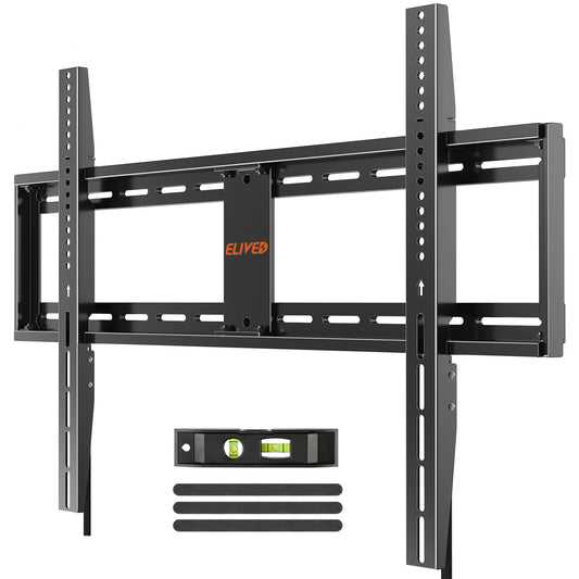 ELIVED Fixed TV Mount for Most 42-100 Inch Flat Screen tvs, Low Profile Wall Mount TV Bracket up to VESA 800x600mm and 199 lbs - Fits 16", 24", 32" Studs- Heavy Duty and Space Saving