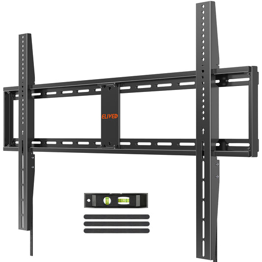 ELIVED Fixed TV Mount for Most 42-120 Inch Flat Screen tvs, Low Profile Wall Mount TV Bracket up to VESA 1000x700mm and 280 lbs - Fits 16", 24", 32", 36" Studs- Heavy Duty and Space Saving