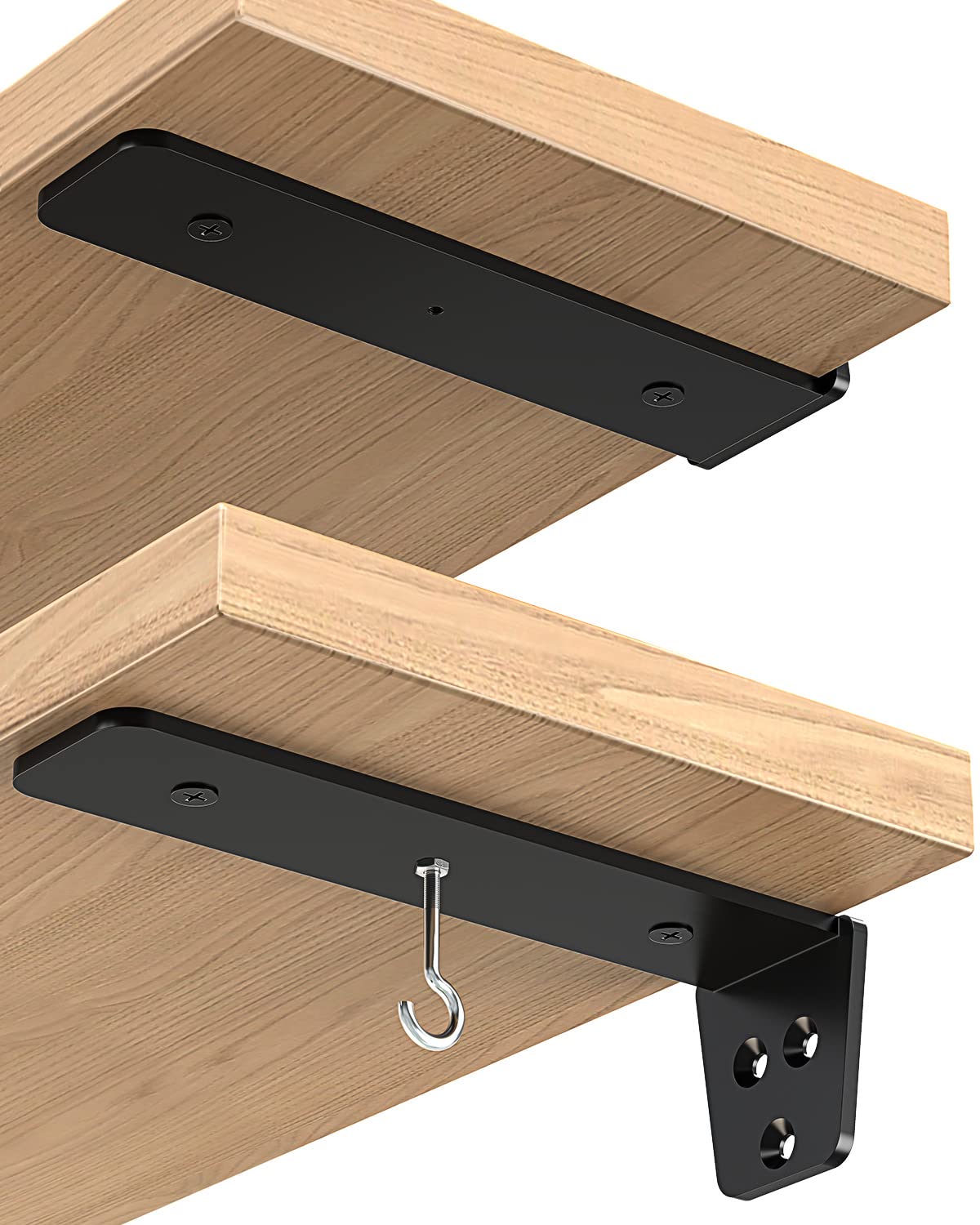ELIVED Metal Mounting Brackets, Shelf Bracket with Detachable Hooks