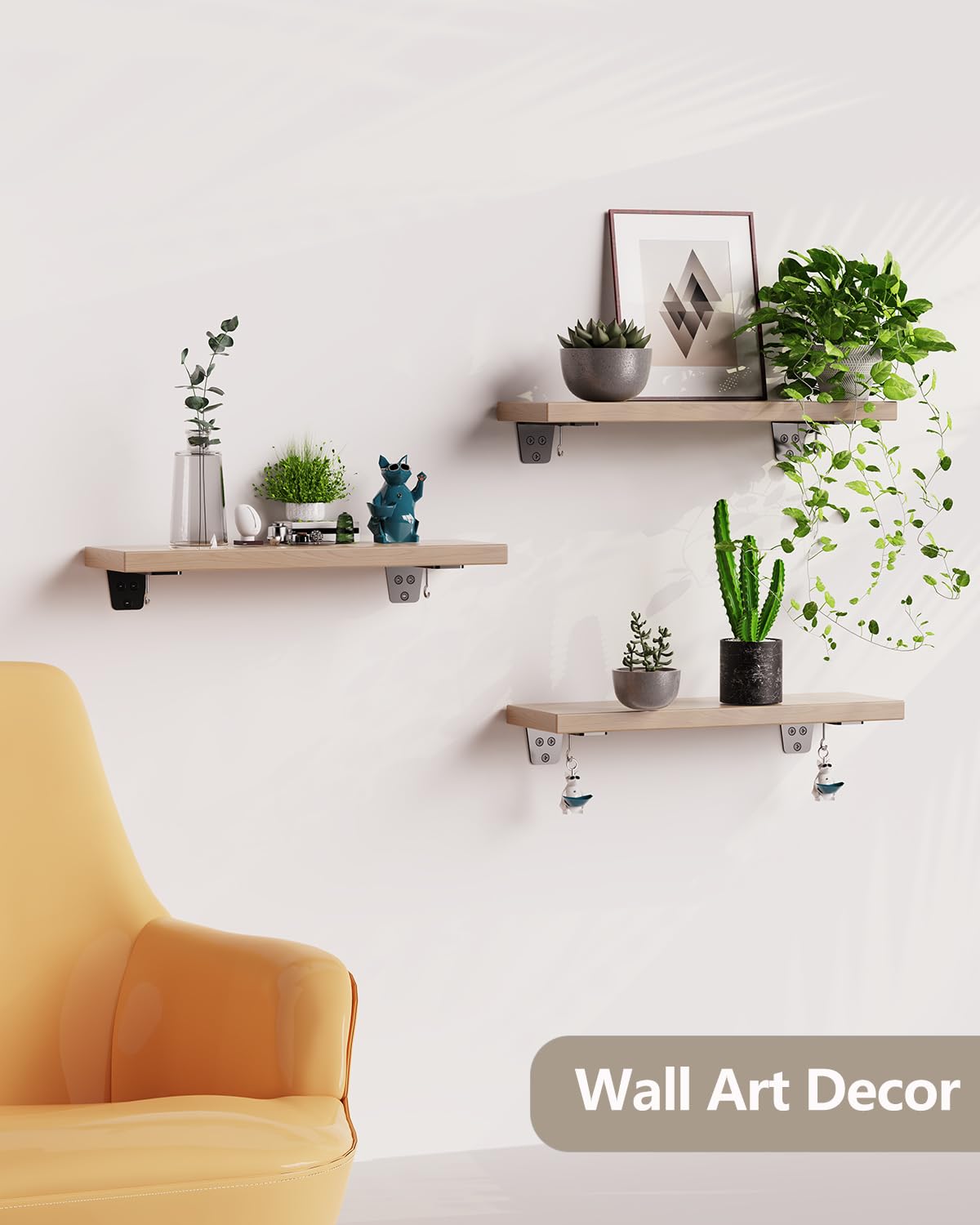 ELIVED Metal Mounting Brackets, Shelf Bracket with Detachable Hooks