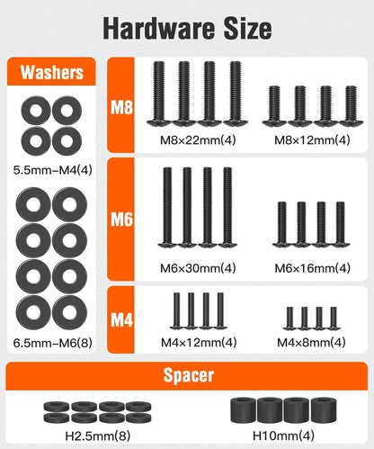 ELIVED Universal TV Mounting Hardware Kit with Box, M4 M6 M8 Screws and Washers Spacers, Replacement Screws Set for Most Flat Curved TV Monitors, YD9041