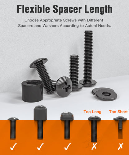 ELIVED Universal TV Mounting Hardware Kit with Box, M4 M6 M8 Screws and Washers Spacers, Replacement Screws Set for Most Flat Curved TV Monitors, YD9041